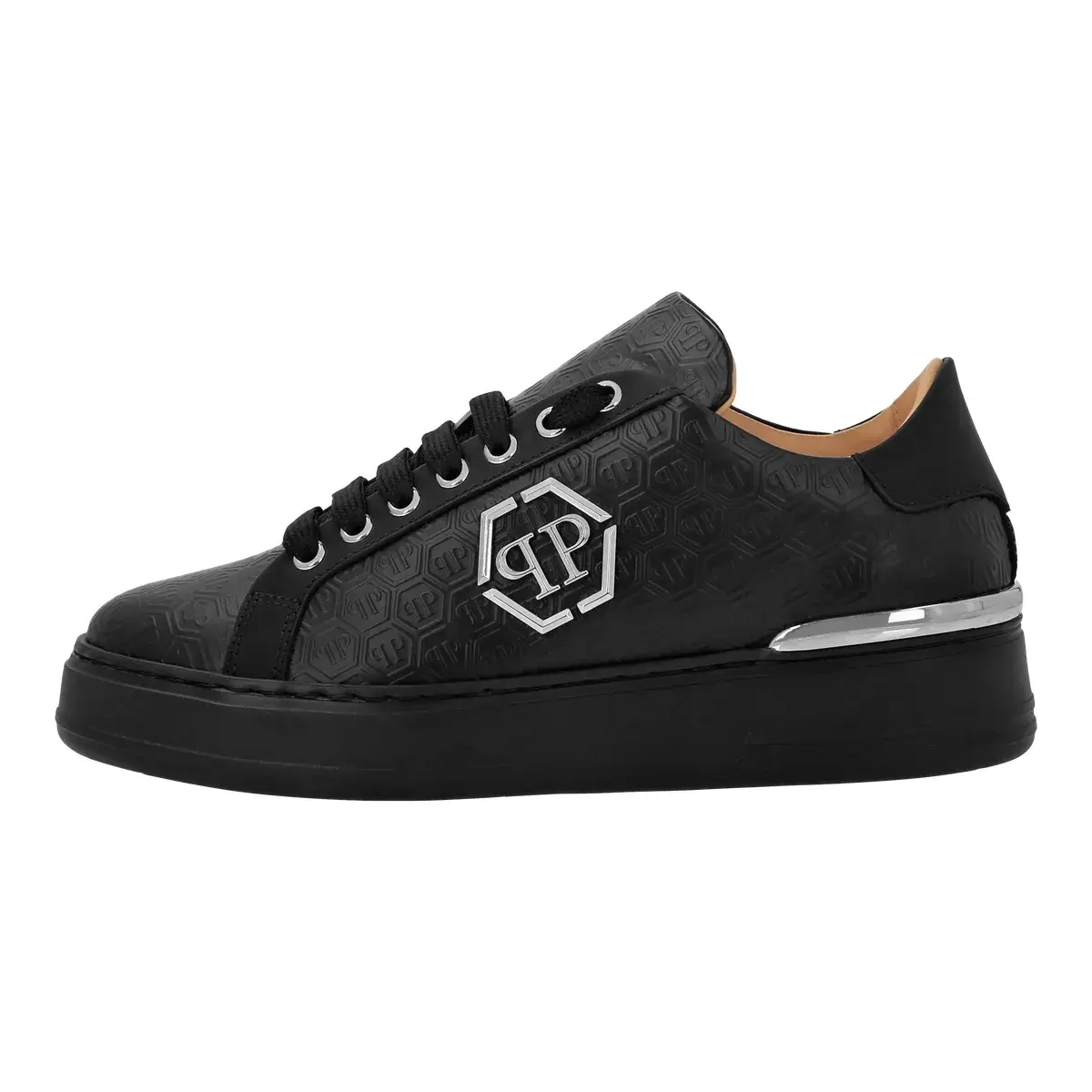 Monogrammgeprägter Low-Top-Leder-Sneaker