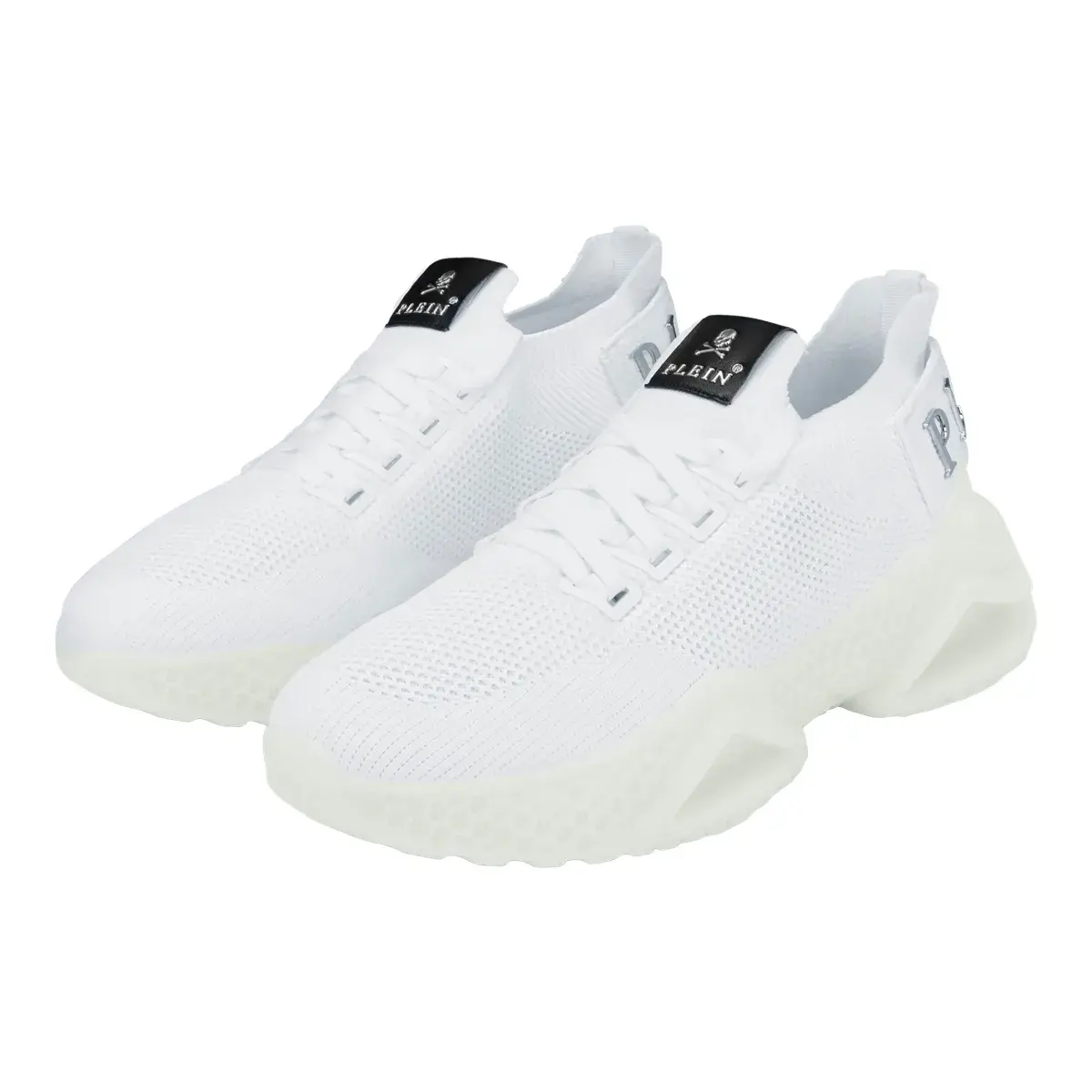 Weißer Strick-Lauf-Sneaker