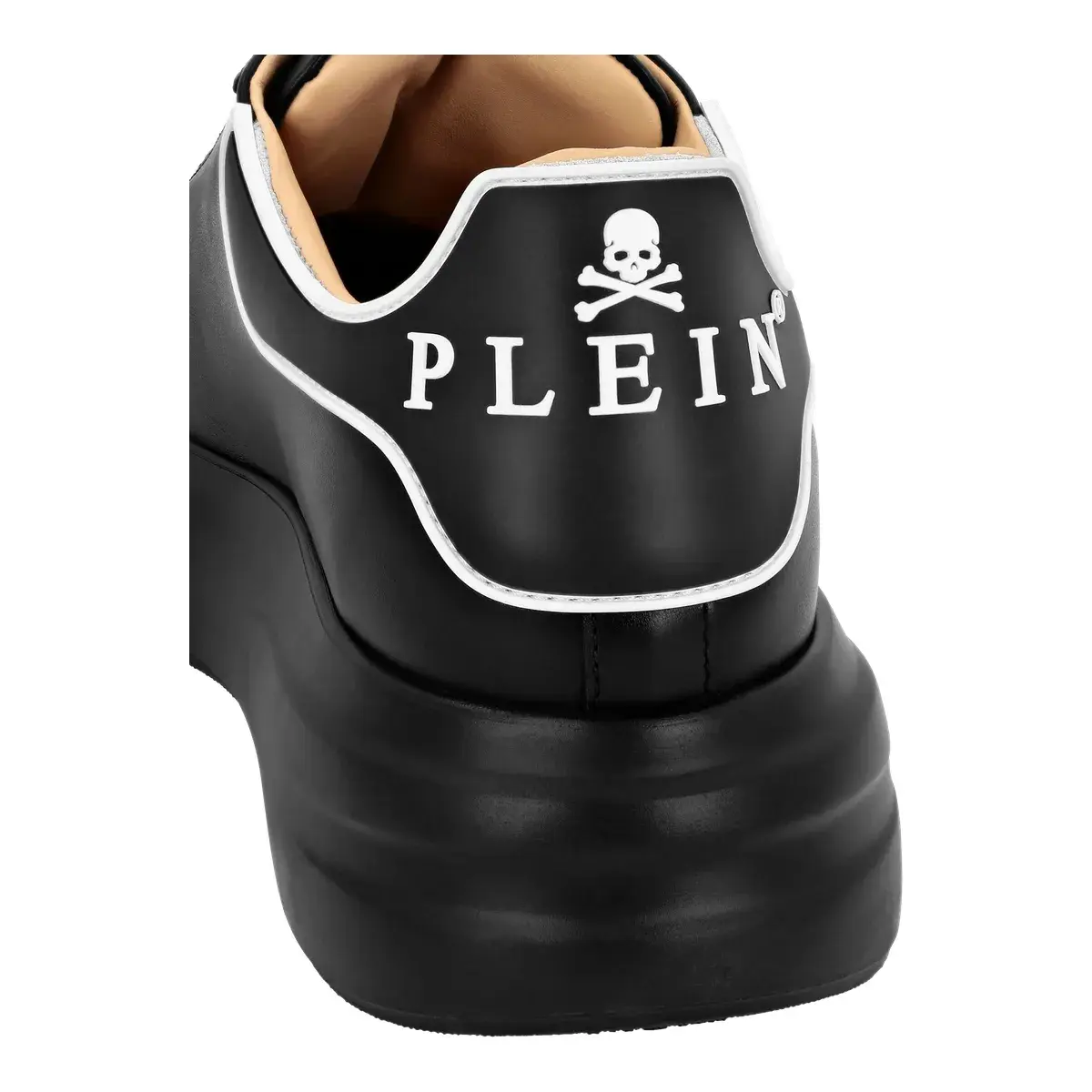 Schwarze Leder Plateau Low-Top Sneakers