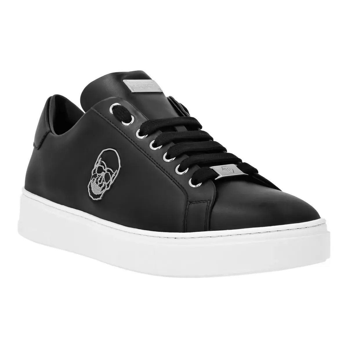 Leder-Sneakers mit Schädel-Verzierung