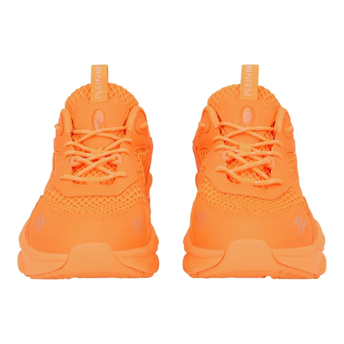 Orangefarbene Track-Sneakers mit Mesh-Einsatz