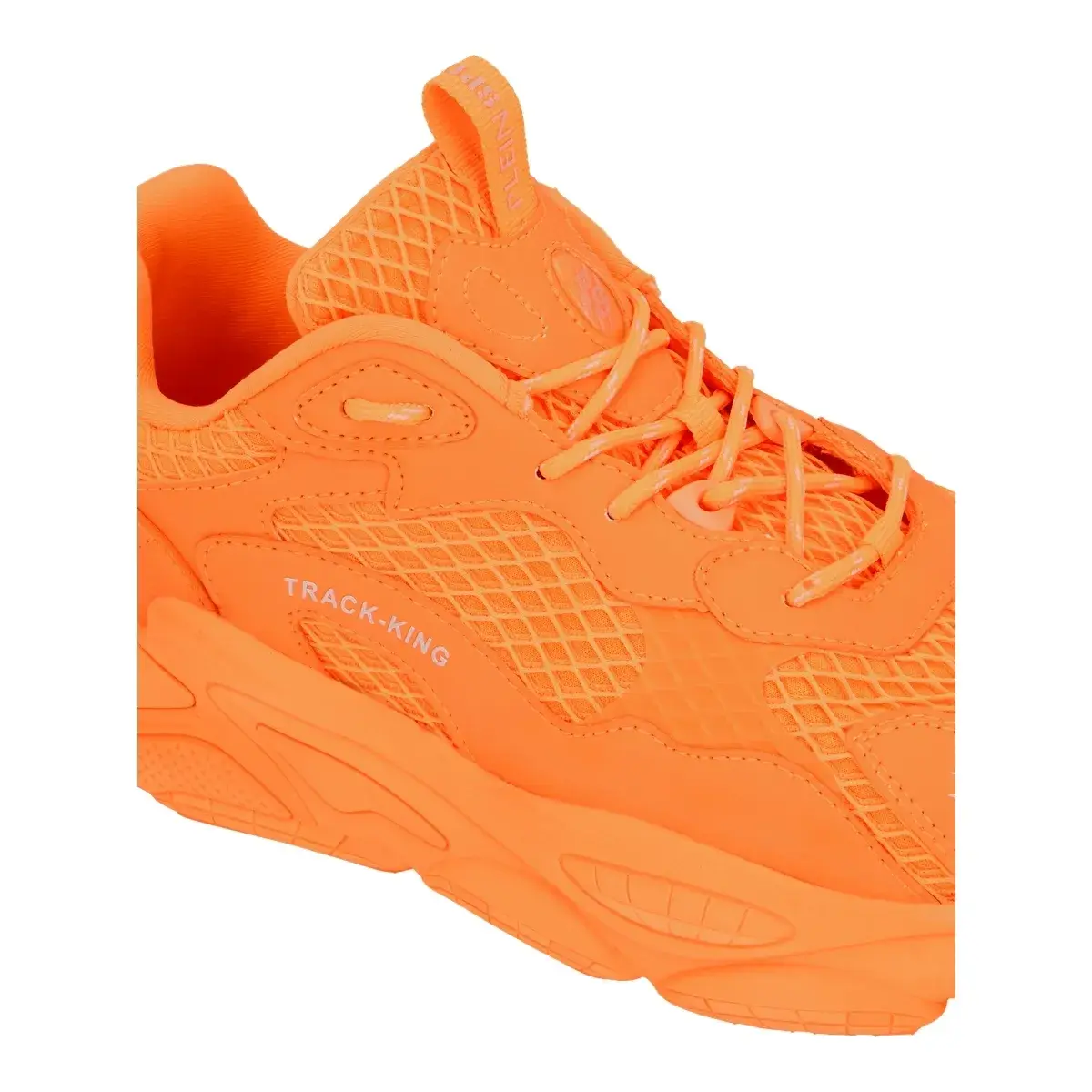 Orangefarbene Track-Sneakers mit Mesh-Einsatz