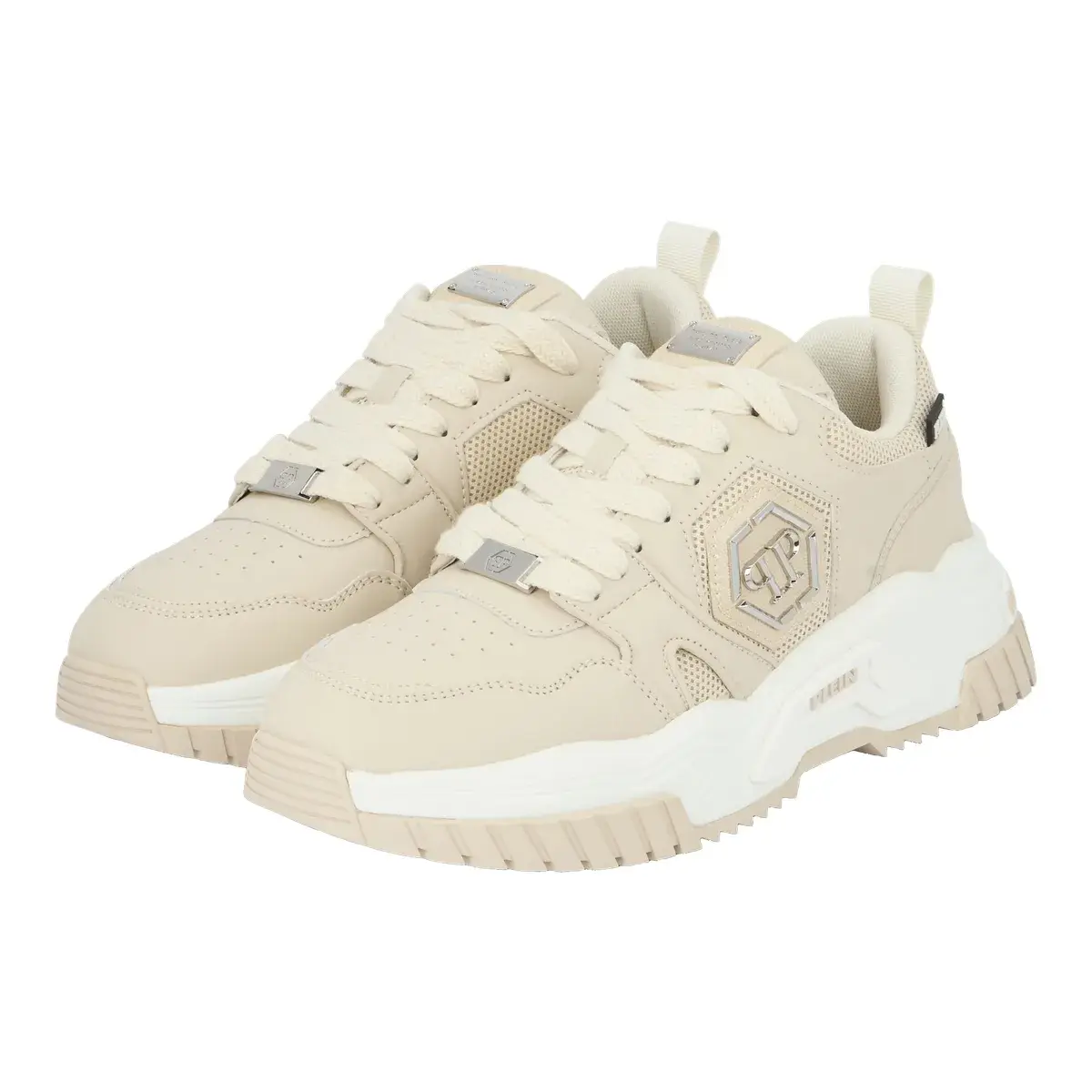 Beige Hexagon Low-Top Sneaker für Damen