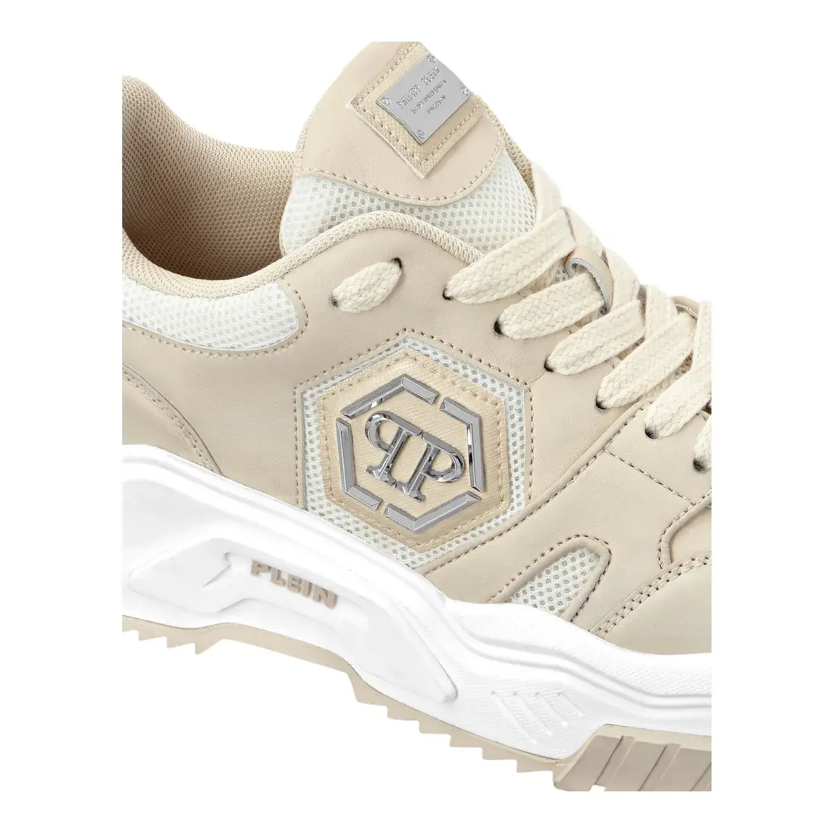 Beige Hexagon Low-Top Sneaker für Damen