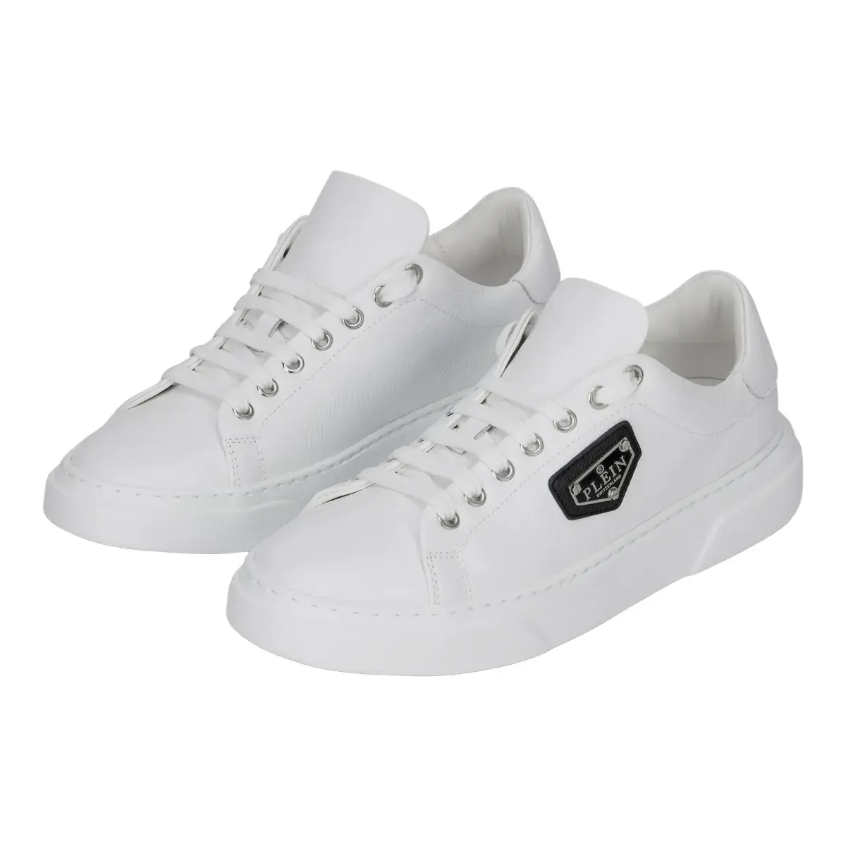 Weiße Leder-Low-Top-Sneakers