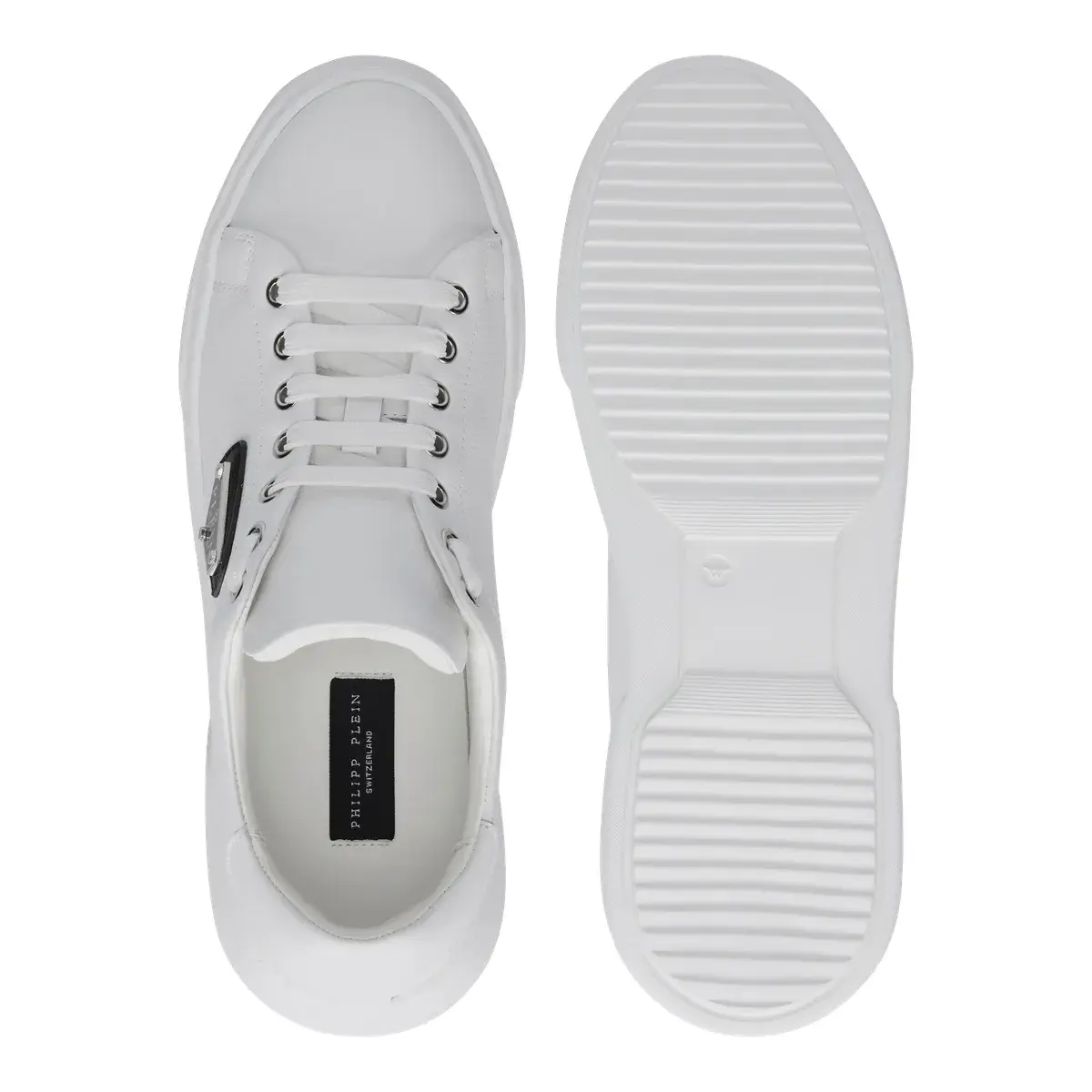 Weiße Leder-Low-Top-Sneakers
