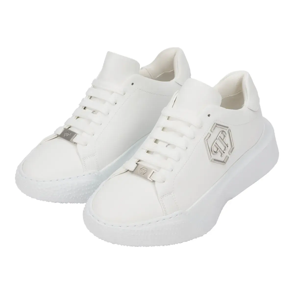 Weiße Low-Top-Sneakers aus Leder