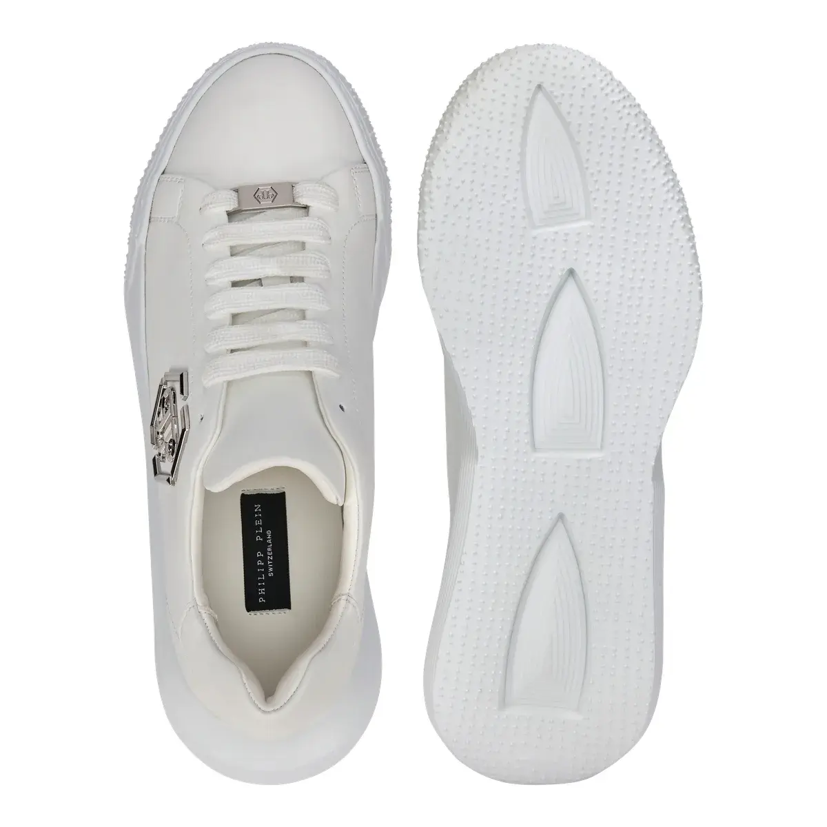 Weiße Low-Top-Sneakers aus Leder