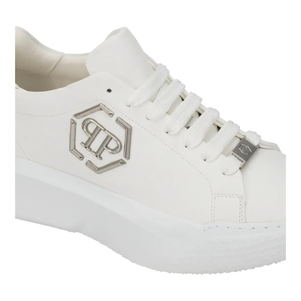 Weiße Low-Top-Sneakers aus Leder