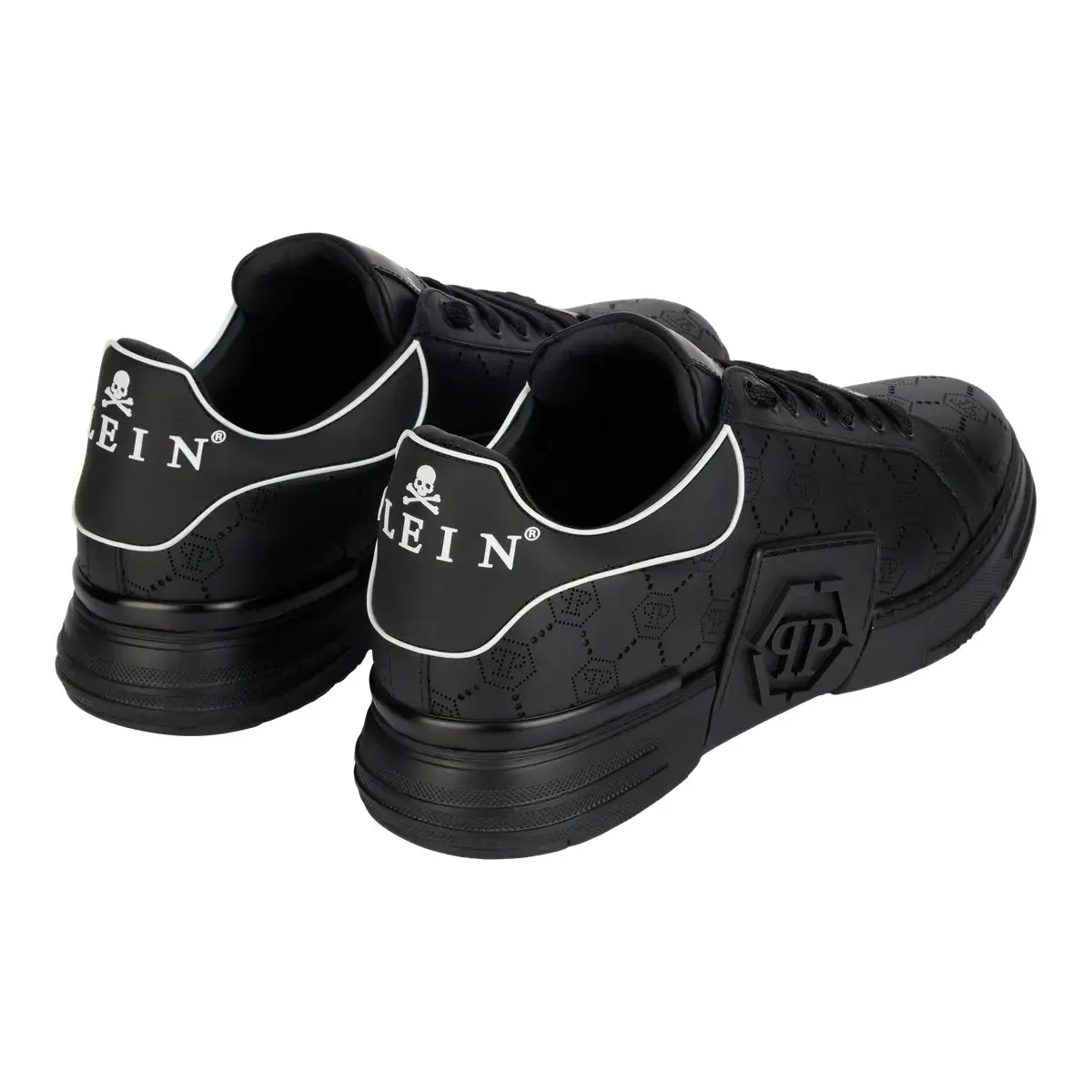 Monogrammierte, perforierte Leder-Sneakers