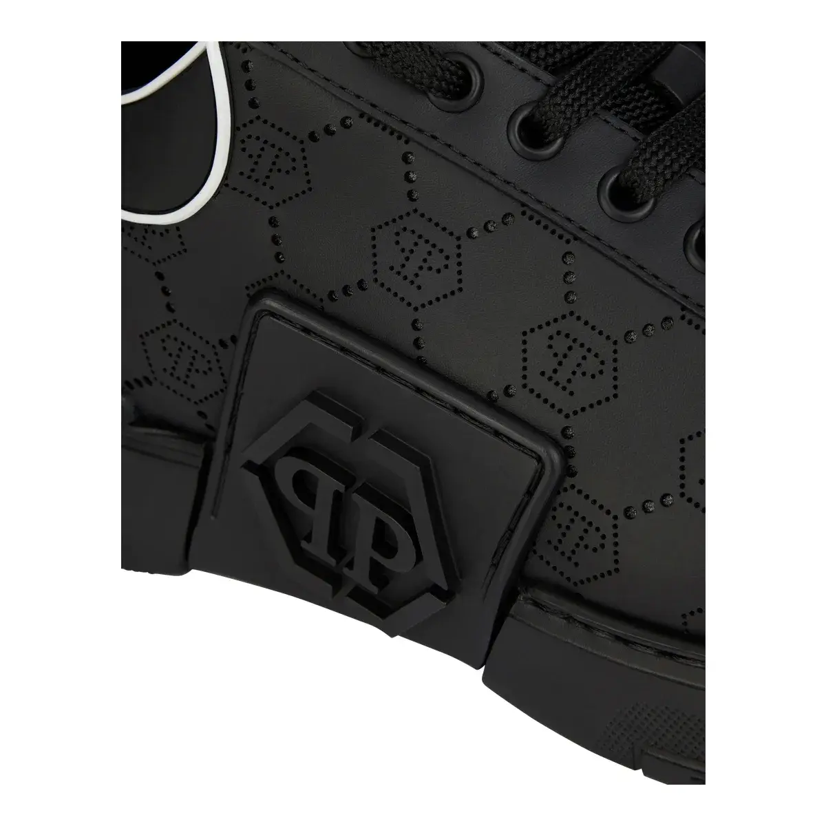 Monogrammierte, perforierte Leder-Sneakers