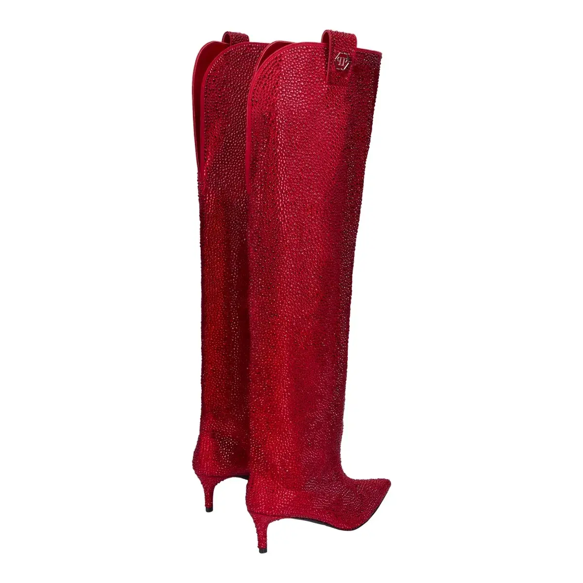 Verzierte Overknee-Stiletto-Stiefel