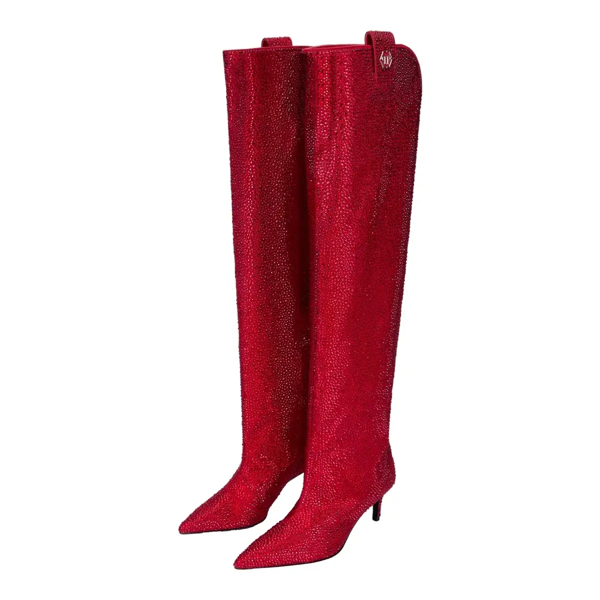 Verzierte Overknee-Stiletto-Stiefel
