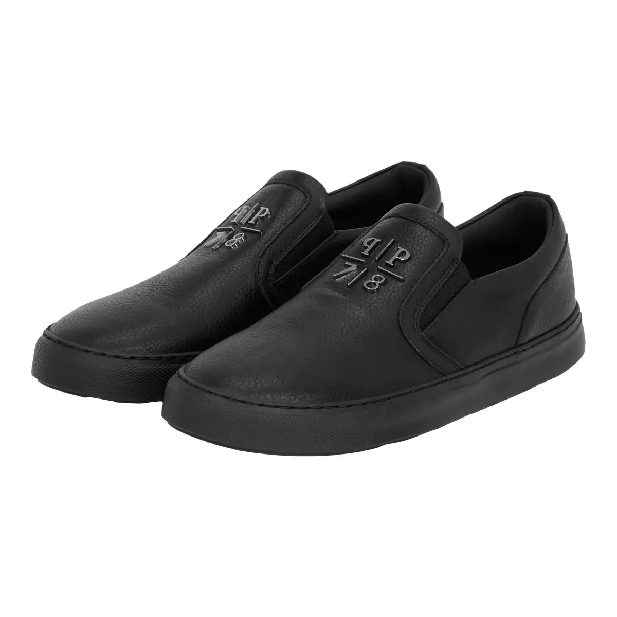Schwarze Leder Slipper Loafers