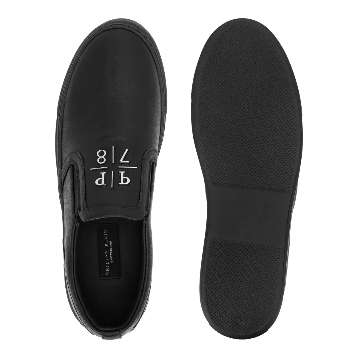 Schwarze Leder Slipper Loafers