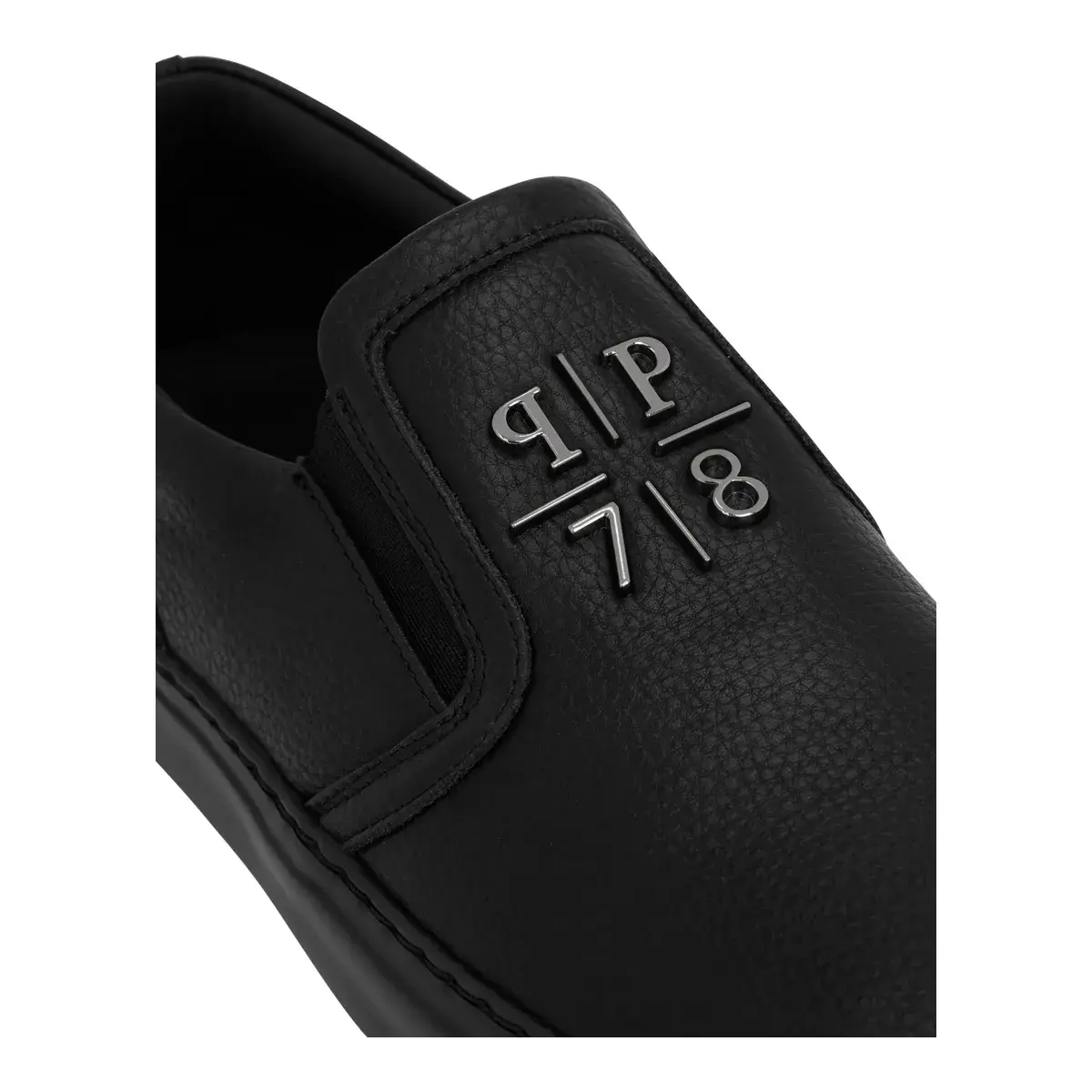 Schwarze Leder Slipper Loafers