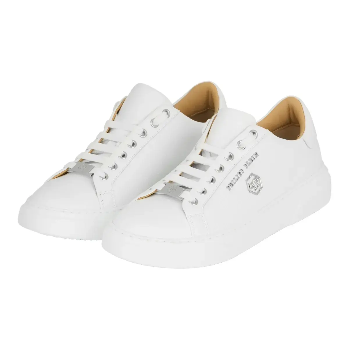 Weißer Leder-Low-Top-Fashion-Sneaker
