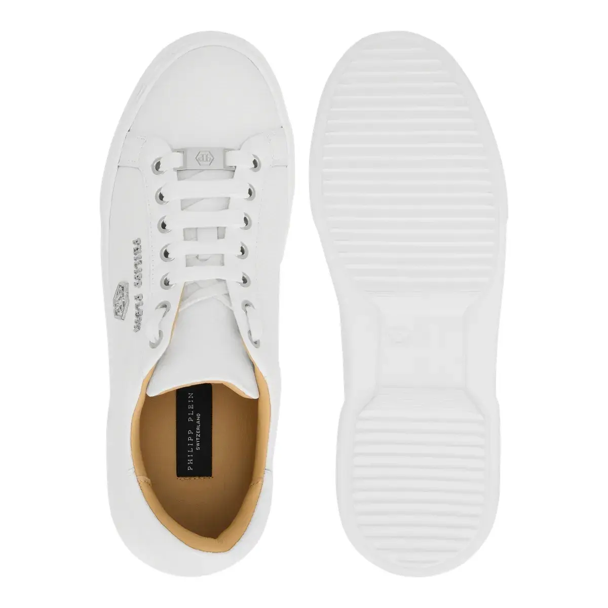 Weißer Leder-Low-Top-Fashion-Sneaker