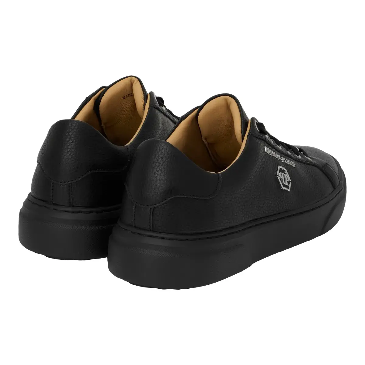 Schwarze Leder-Low-Top-Freizeitsneakers