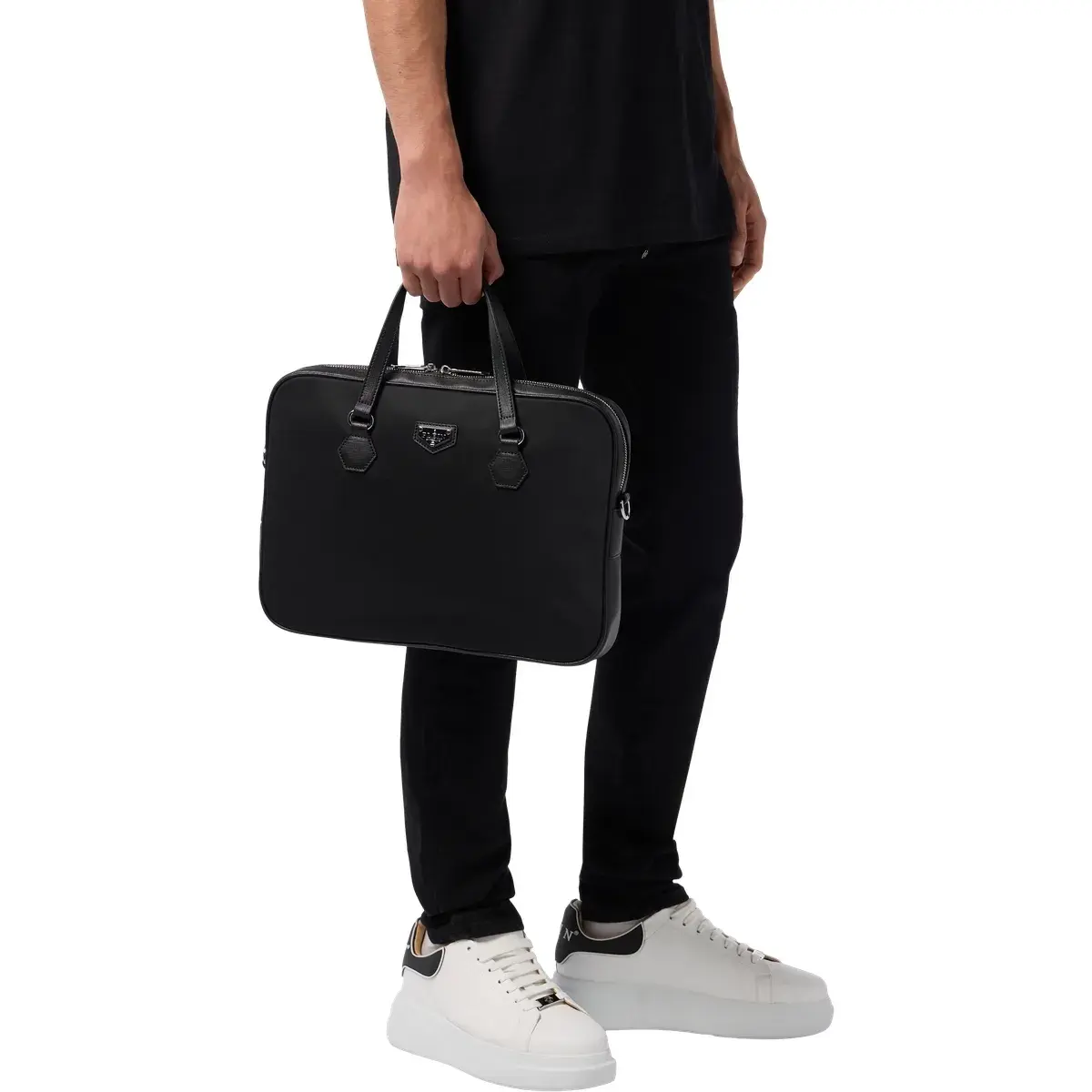 Klassische schwarze Laptoptasche mit Griffen