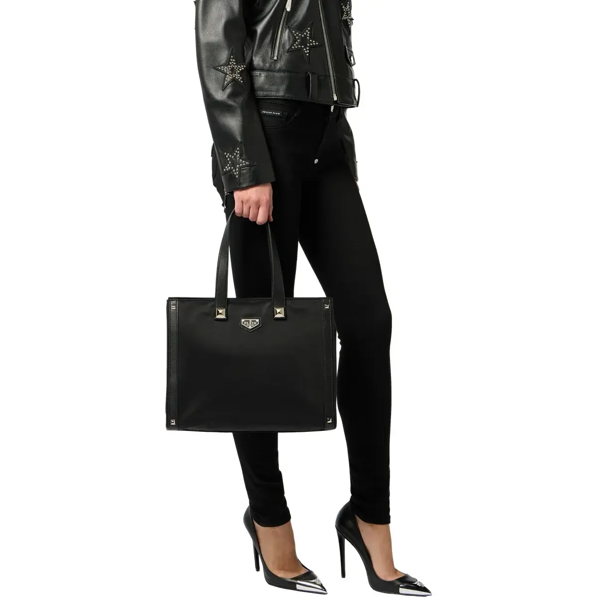 Shopper Tote mit Logo und Nieten