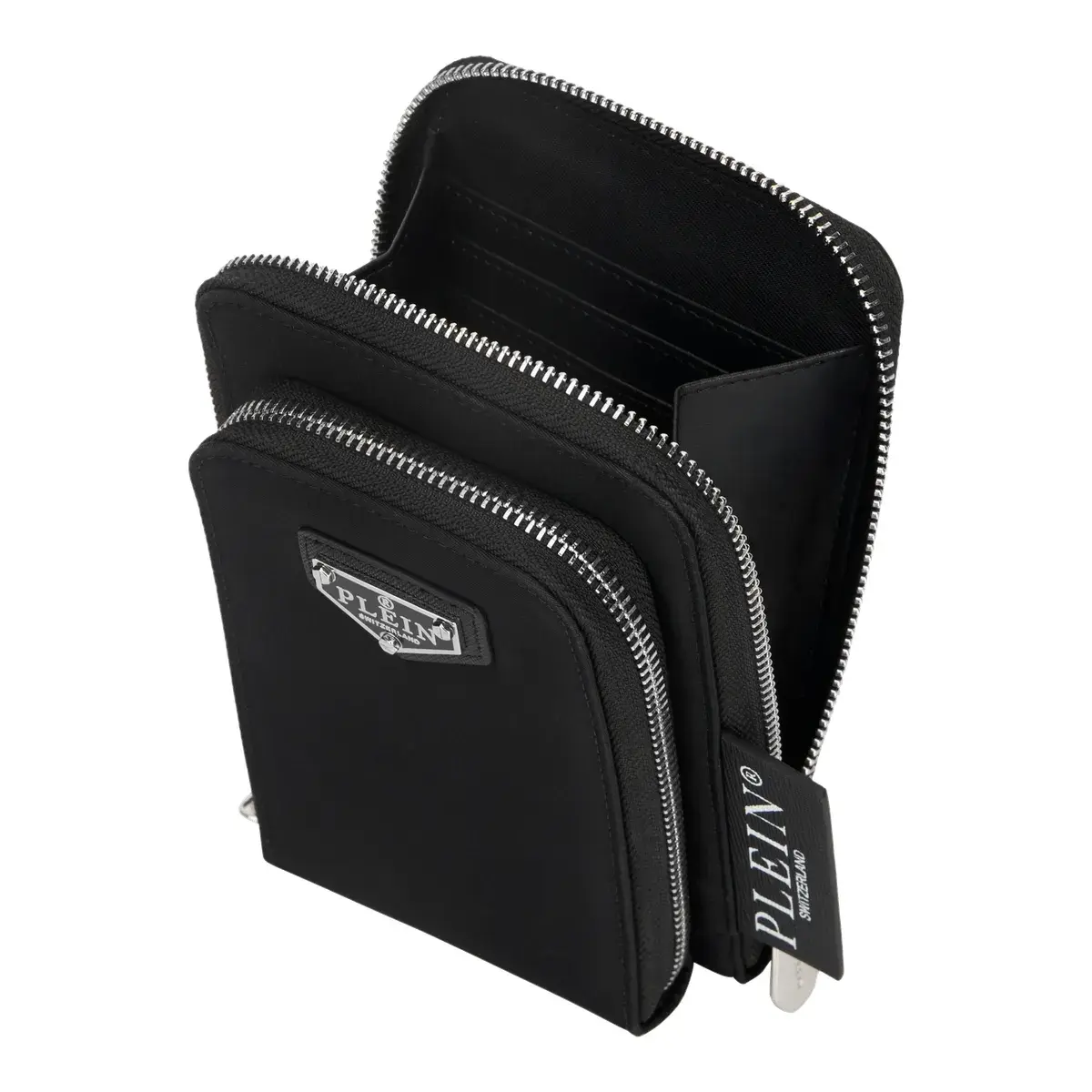 Schlanke schwarze Crossbody-Handytasche