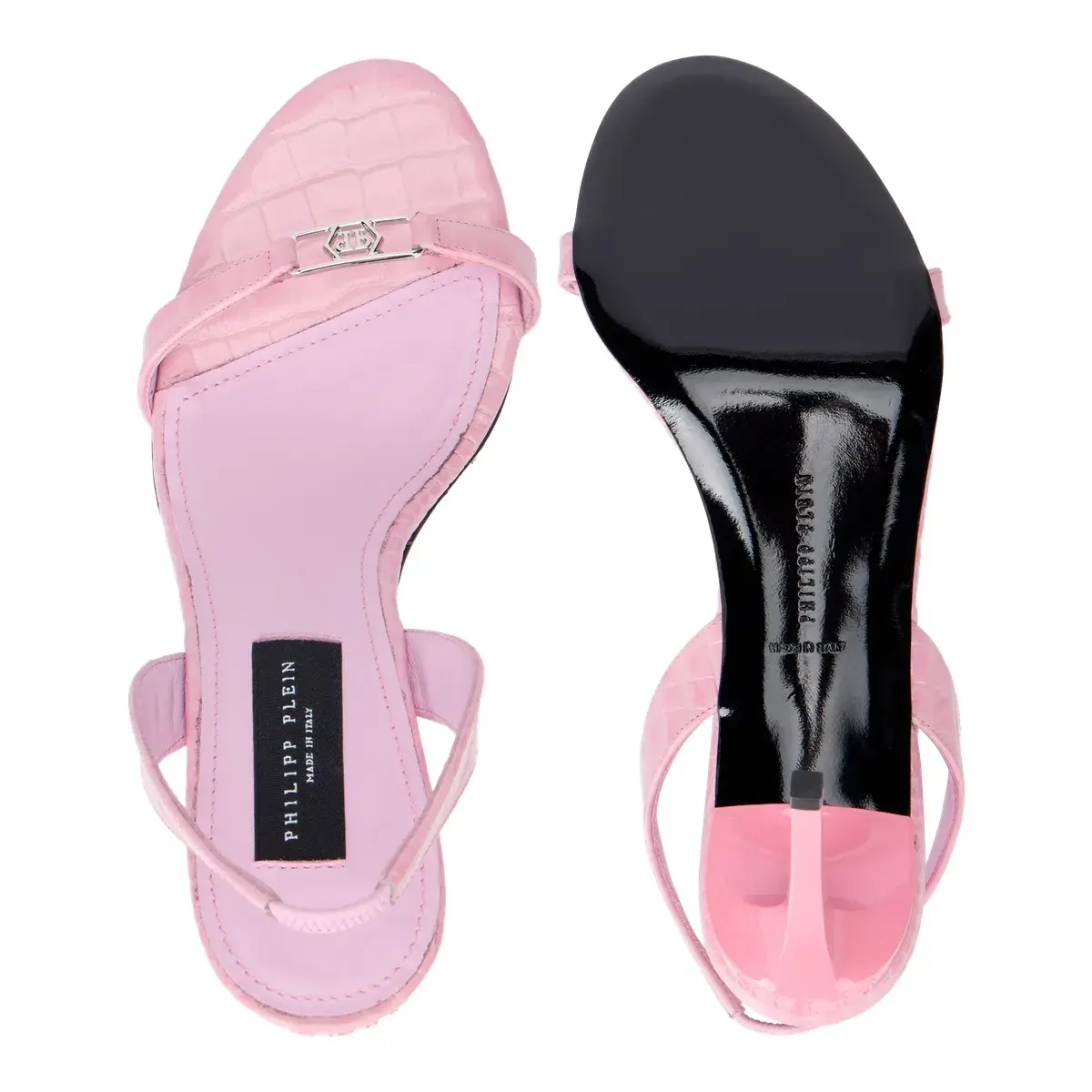 Rosa Slingback-Sandaletten mit Absatz Hexagon