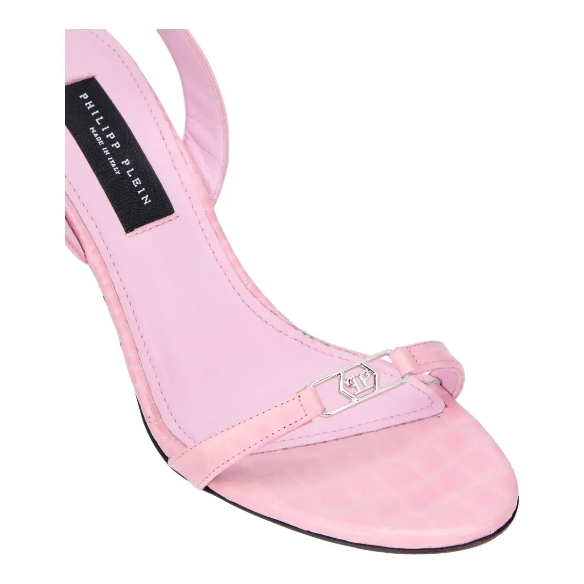 Rosa Slingback-Sandaletten mit Absatz Hexagon