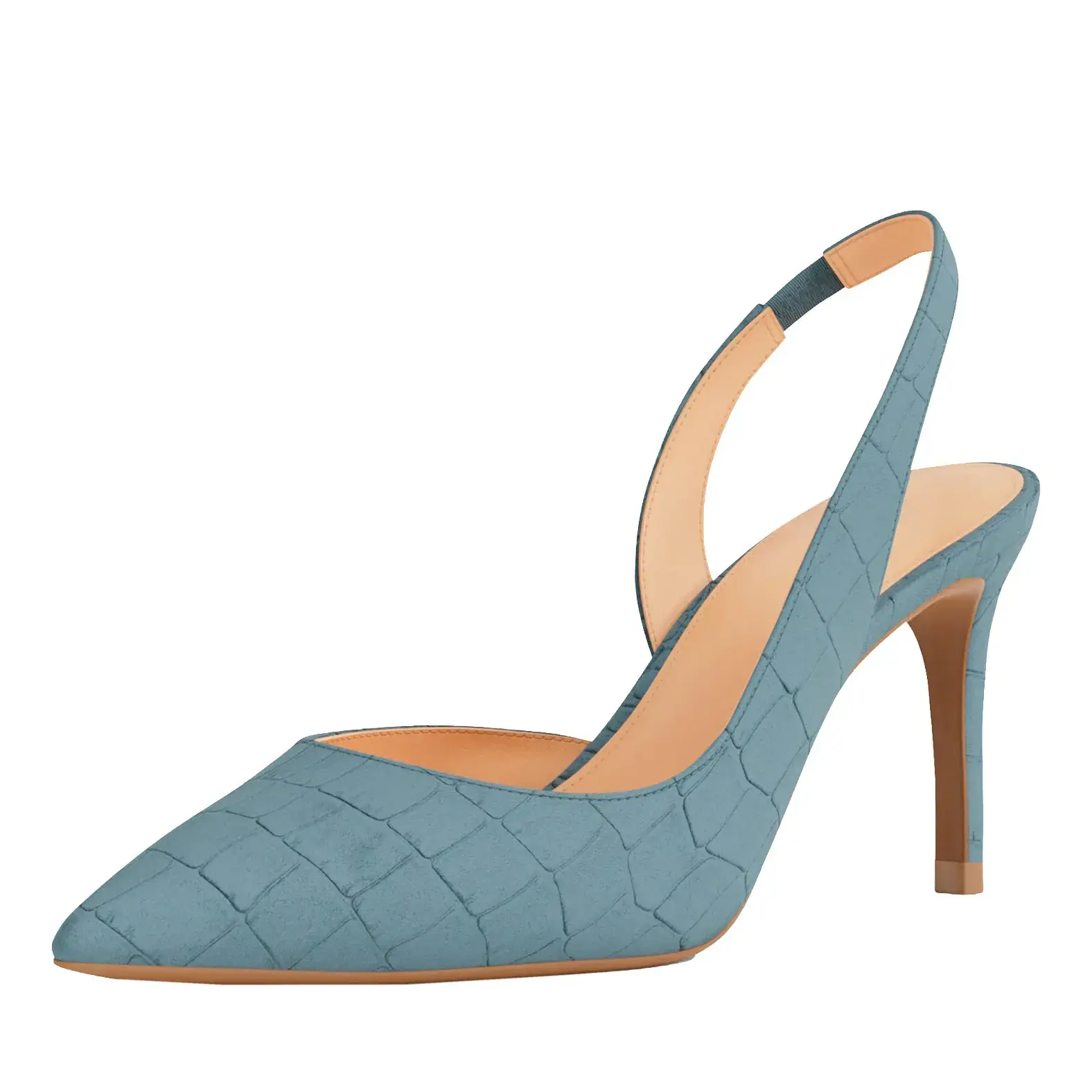 Slingback Pumps mit spitzen Zehen und Absatz