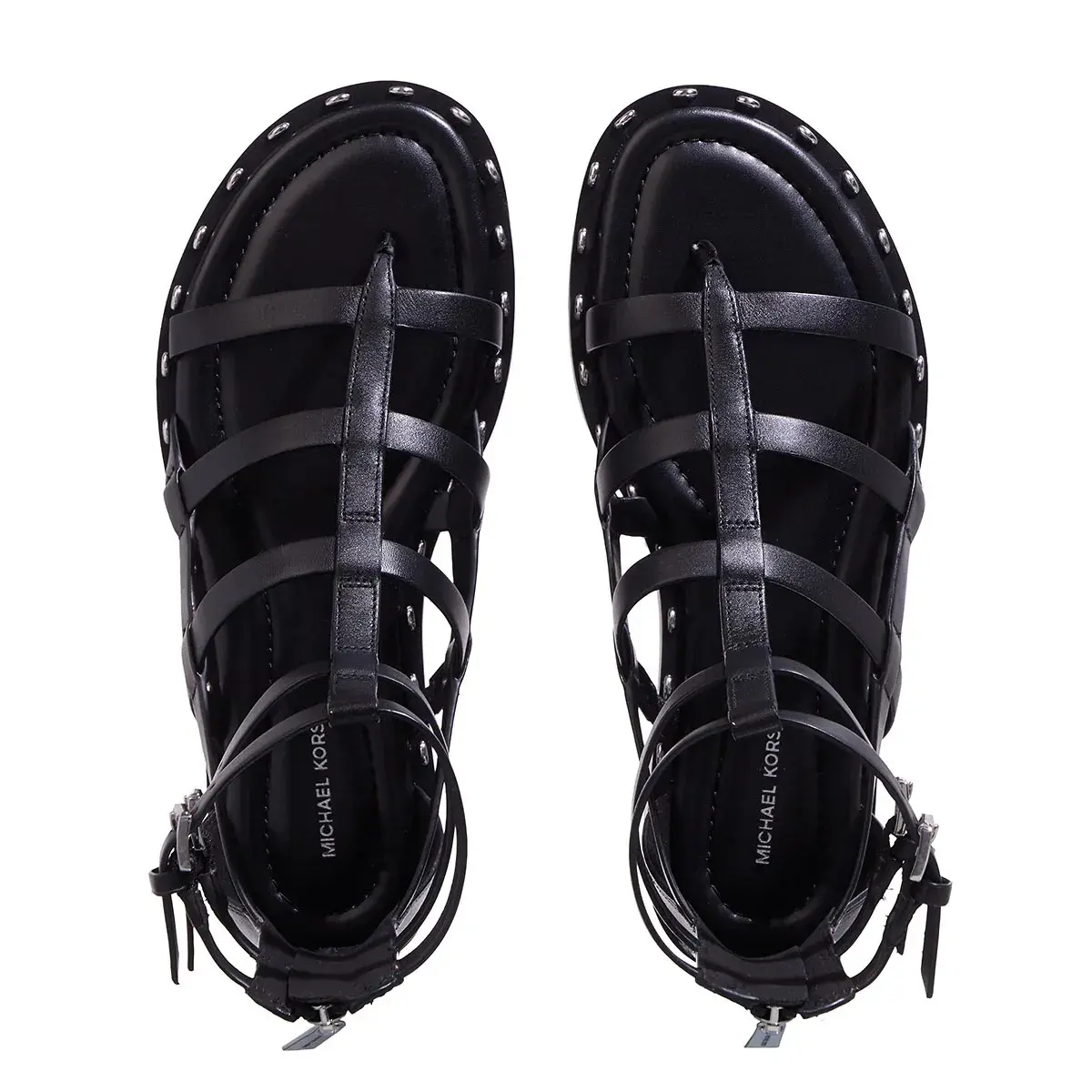 Schwarze Gladiatorensandalen mit Nieten