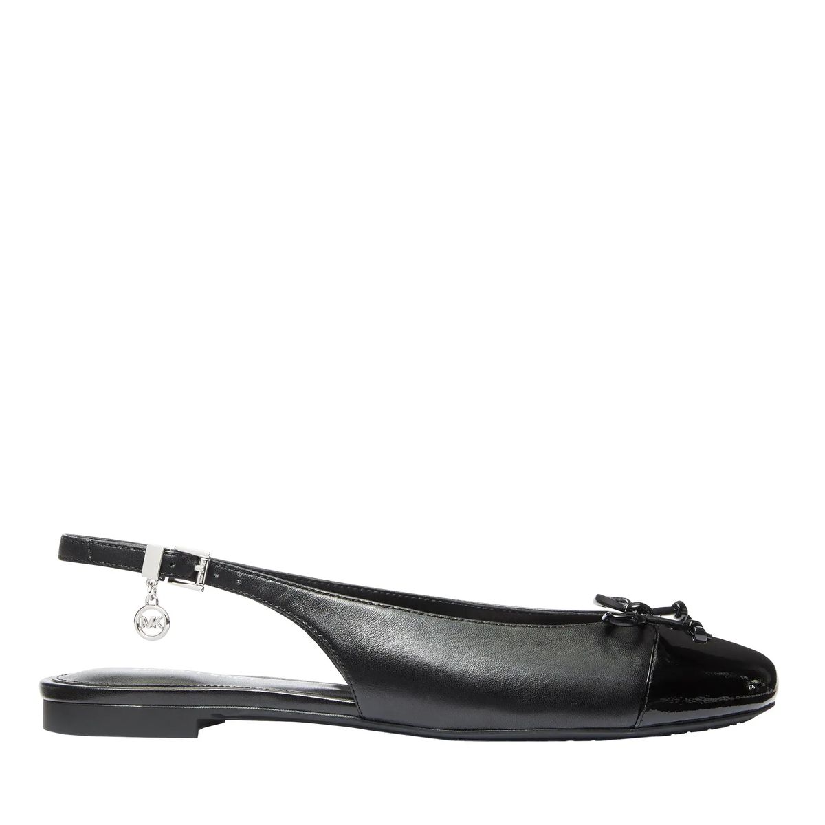 Schwarze Slingback-Ballerinas aus Leder