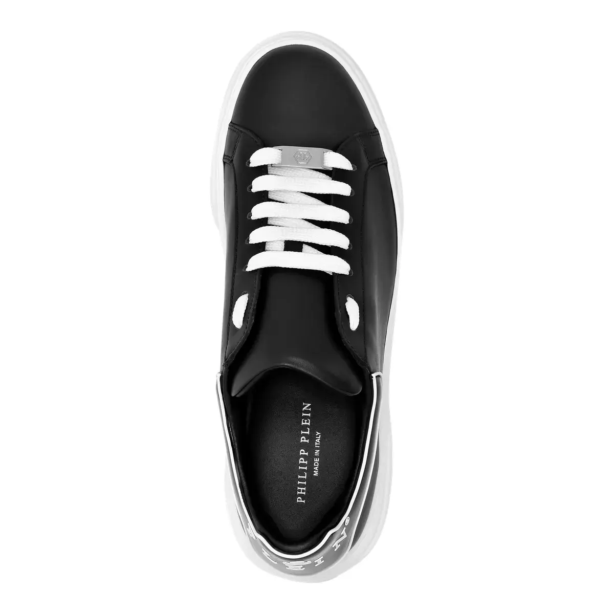 Schwarze Low-Top-Plateau-Sneakers aus Leder