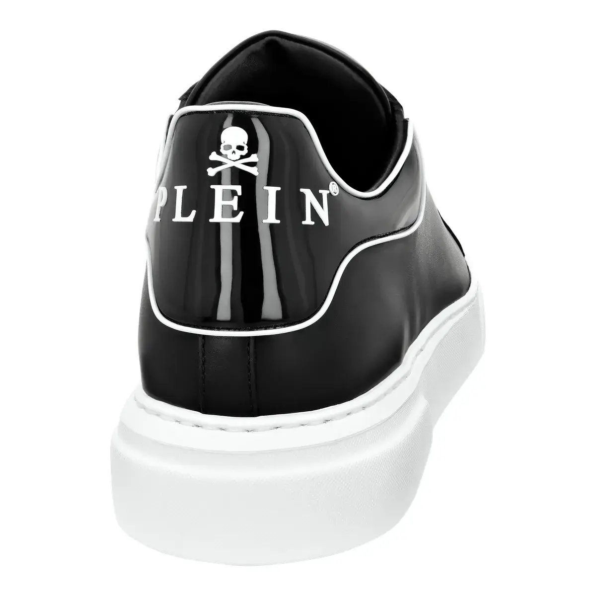 Schwarze Low-Top-Plateau-Sneakers aus Leder