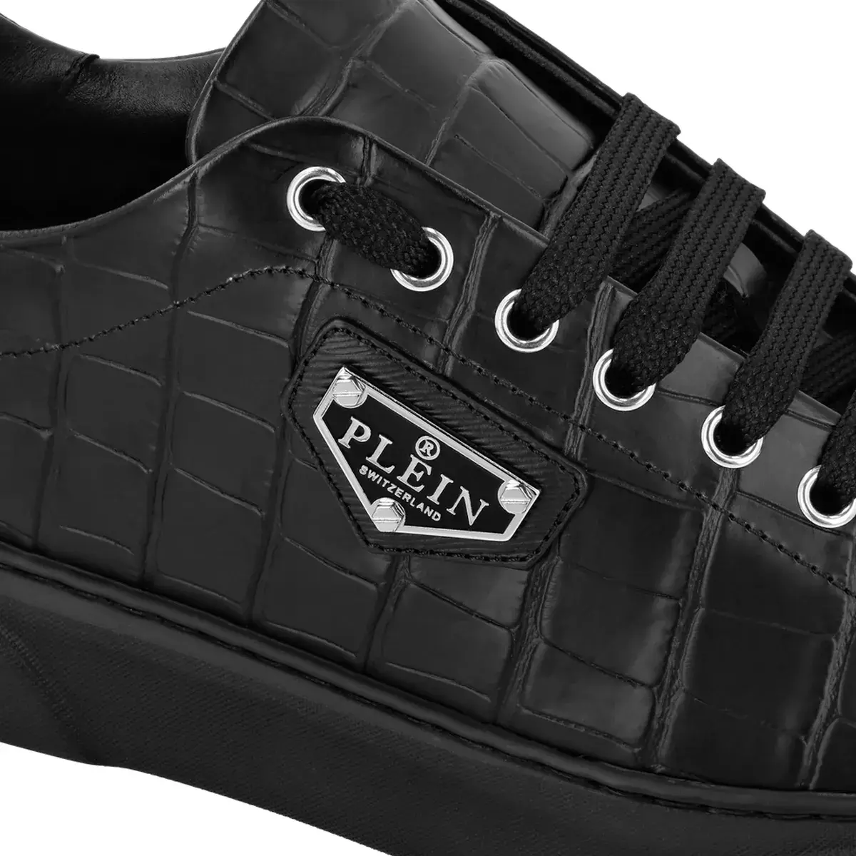 Croco-geprägte Leder-Sneakers