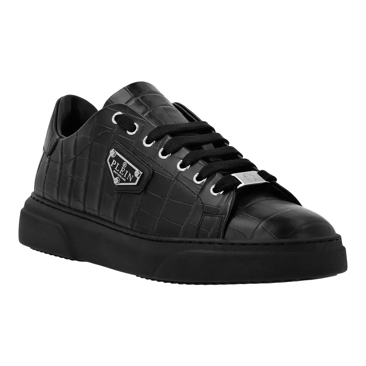 Croco-geprägte Leder-Sneakers