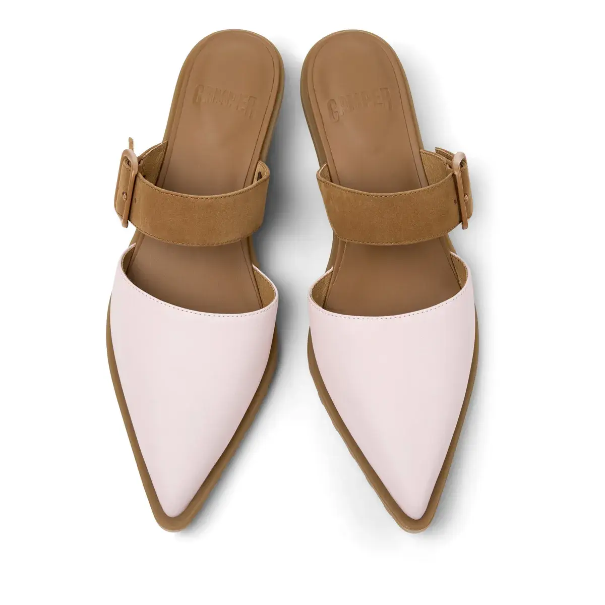 Spitz zulaufender Leder-Mule mit Schnalle