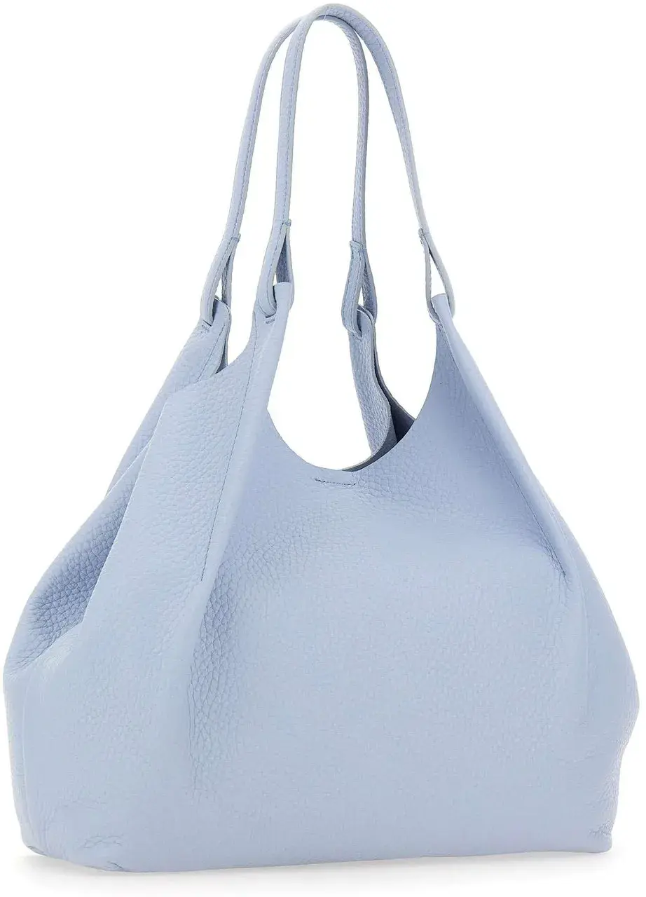 Hellblaue Hobo-Tasche aus Leder