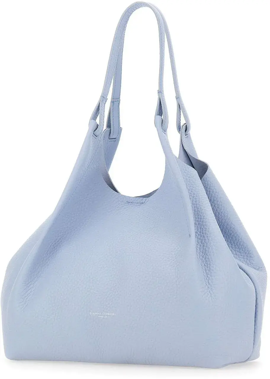 Hellblaue Hobo-Tasche aus Leder
