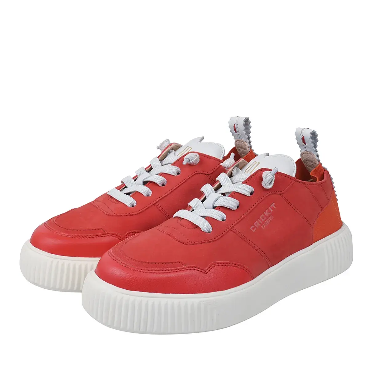 Roter Leder Low-Top Mode Sneaker