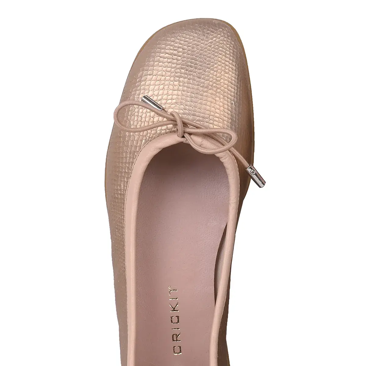 Ballerinas aus Metallic-Leder mit Schleife