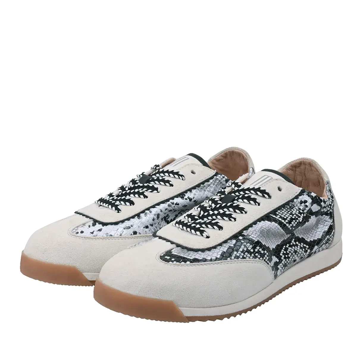 Retro-inspirierter Low-Top Sneaker mit Schlangenmuster