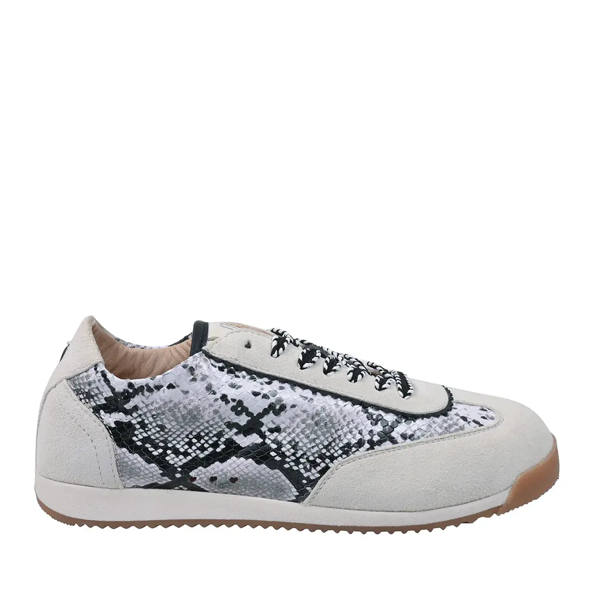 Retro-inspirierter Low-Top Sneaker mit Schlangenmuster
