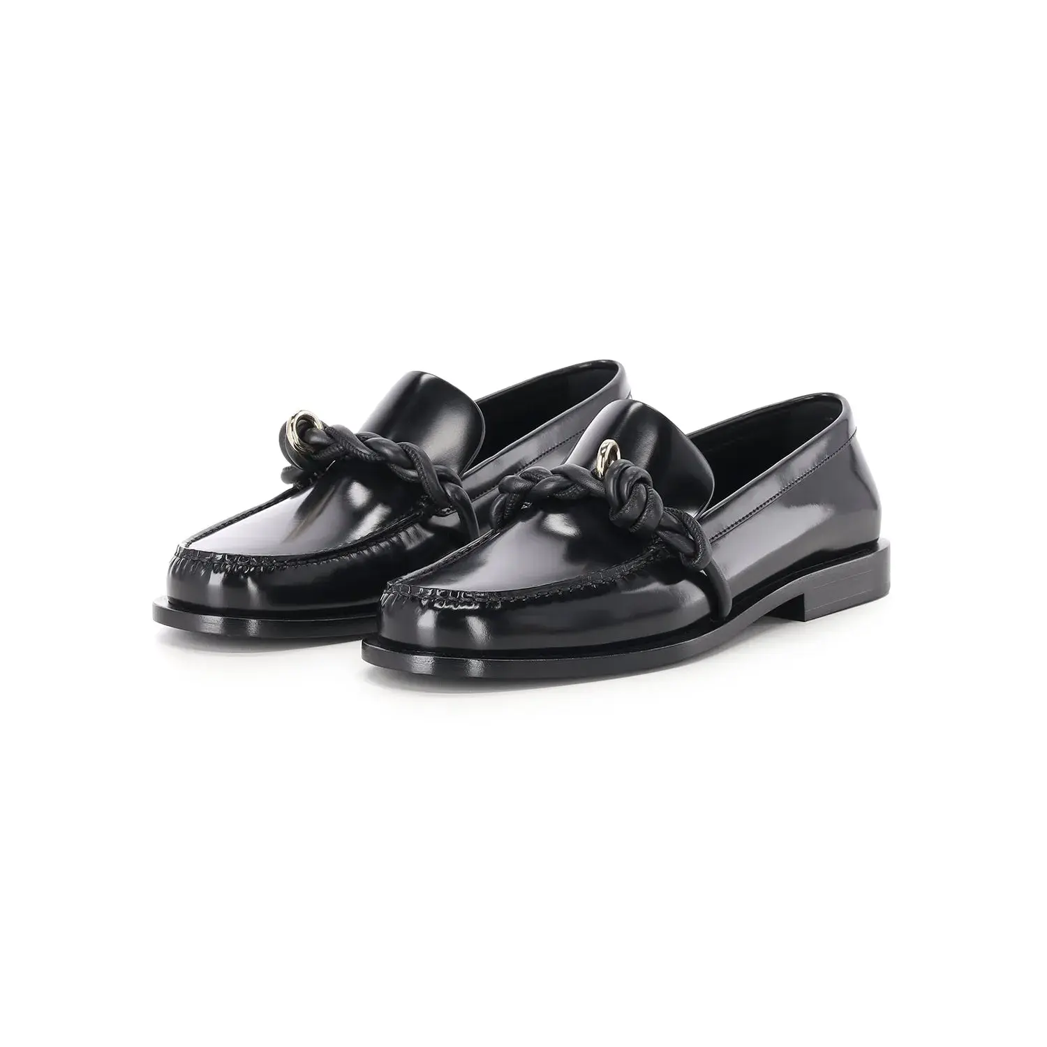 Geflochtene Lederloafer mit goldenem Detail
