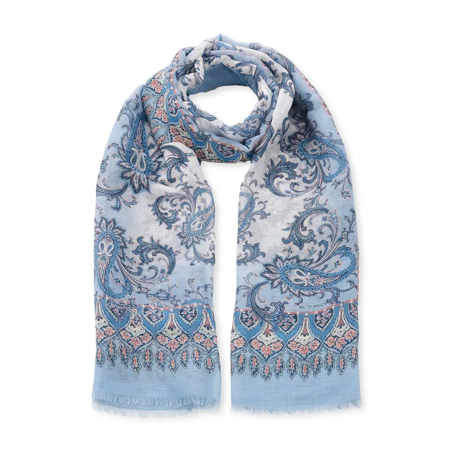 Schal aus Leinen-Seide mit Paisley-Muster
