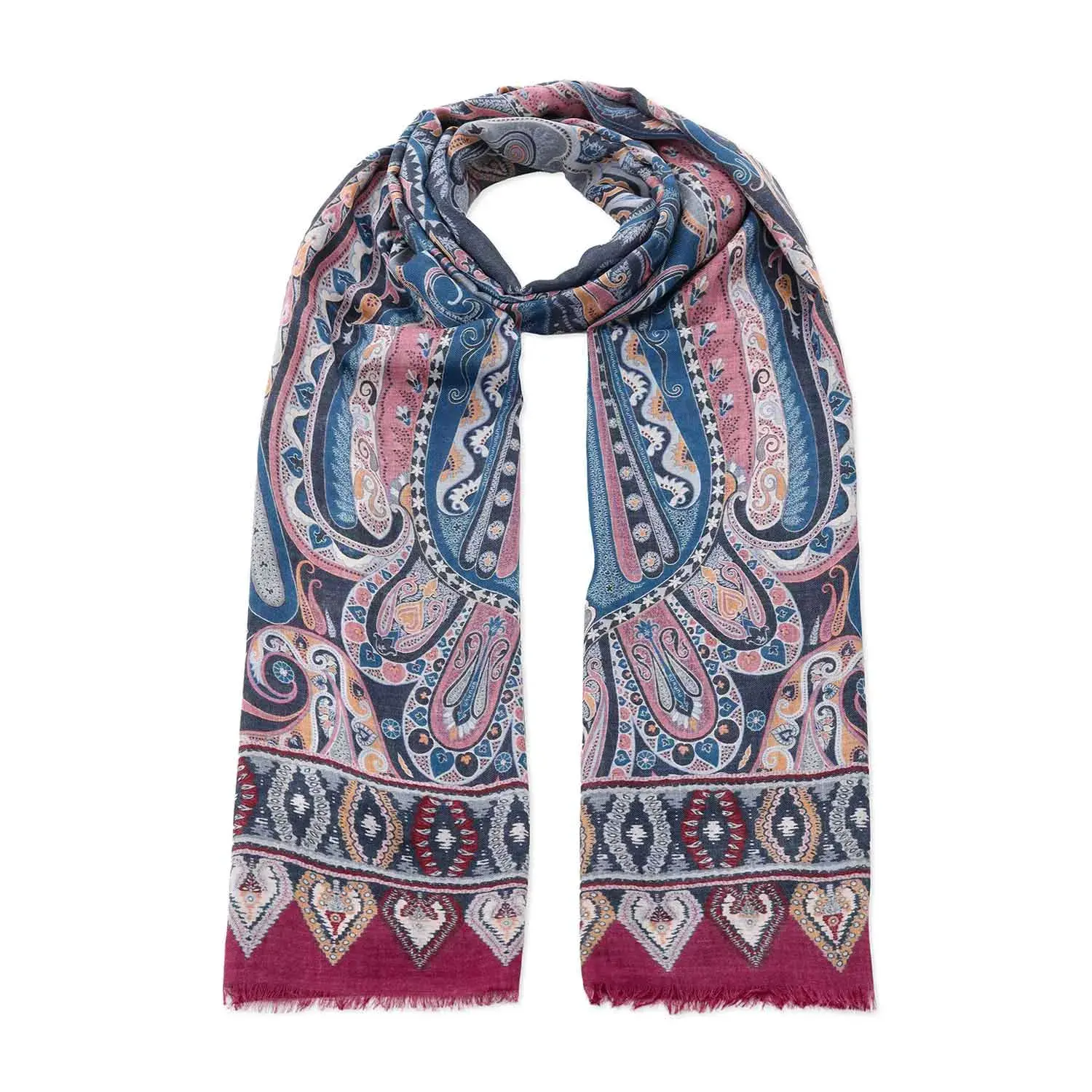 Schal mit Paisley-Muster und Fransen