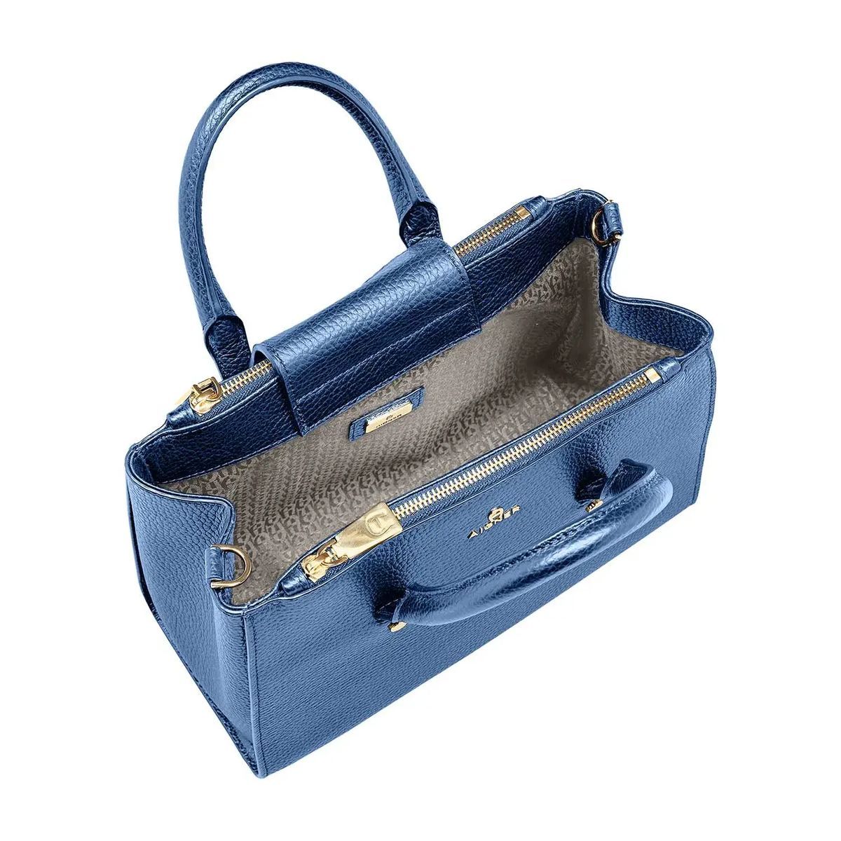 Strukturierte Leder-Henkeltasche