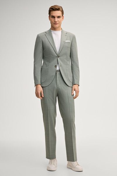 Baukasten-Sakko Dallas Grünmeliert Blazer Zwei-Knopf Wollmischung