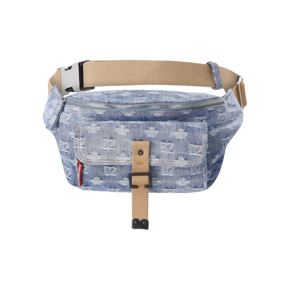 Gürteltasche aus Denim mit Logo-Muster