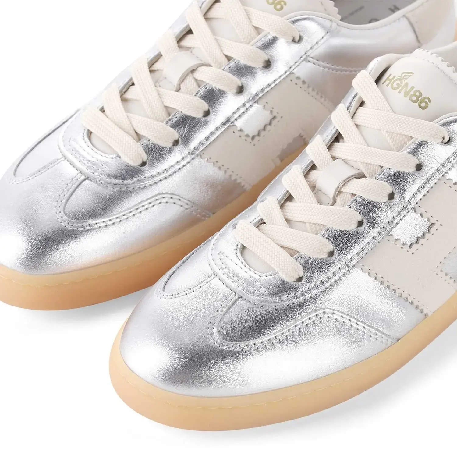 Metallic Leder Low-Top Trainer Sneakers