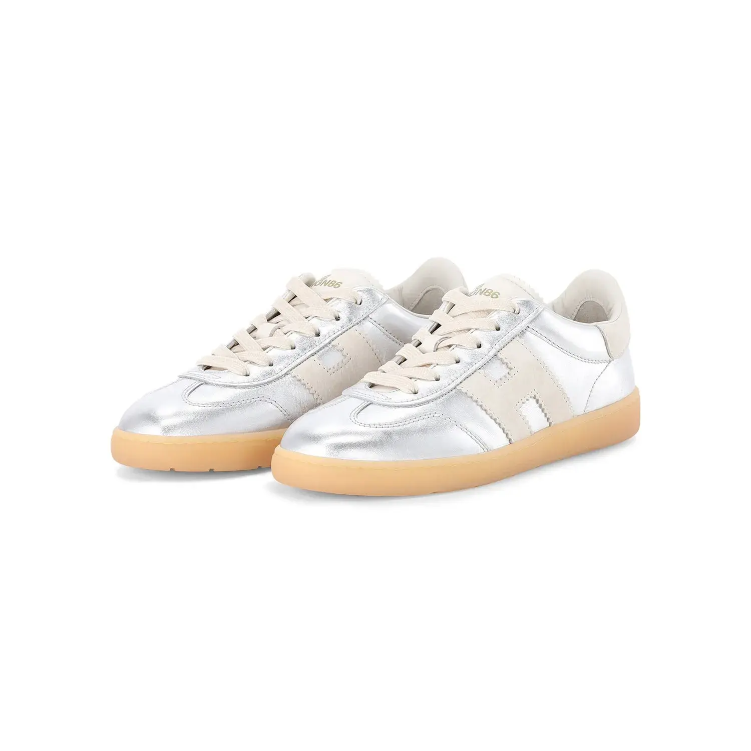 Metallic Leder Low-Top Trainer Sneakers